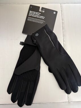 Lululemon Fast and Free Fleece Running Gloves Black Mens Size L NWT Touchscreen